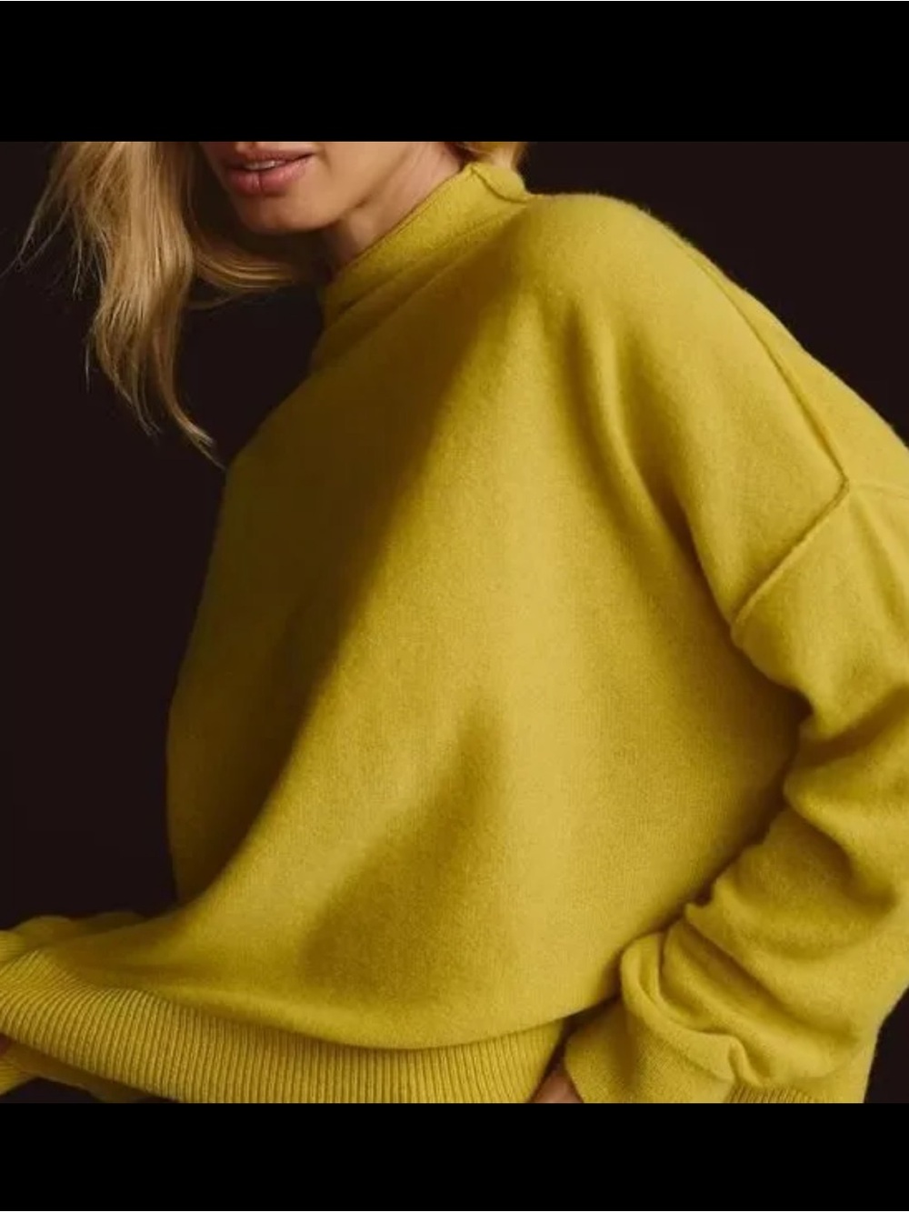 Anthropologie Pilcro Alani 100% Cashmere Mock Neck Sweater Size L